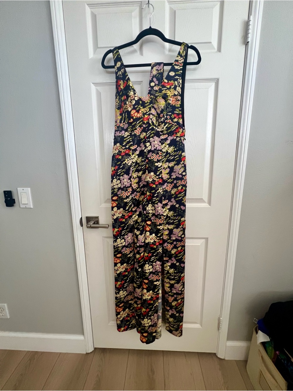 Topshop Black Floral V-Neck Maxi Dress with Multicolor Print